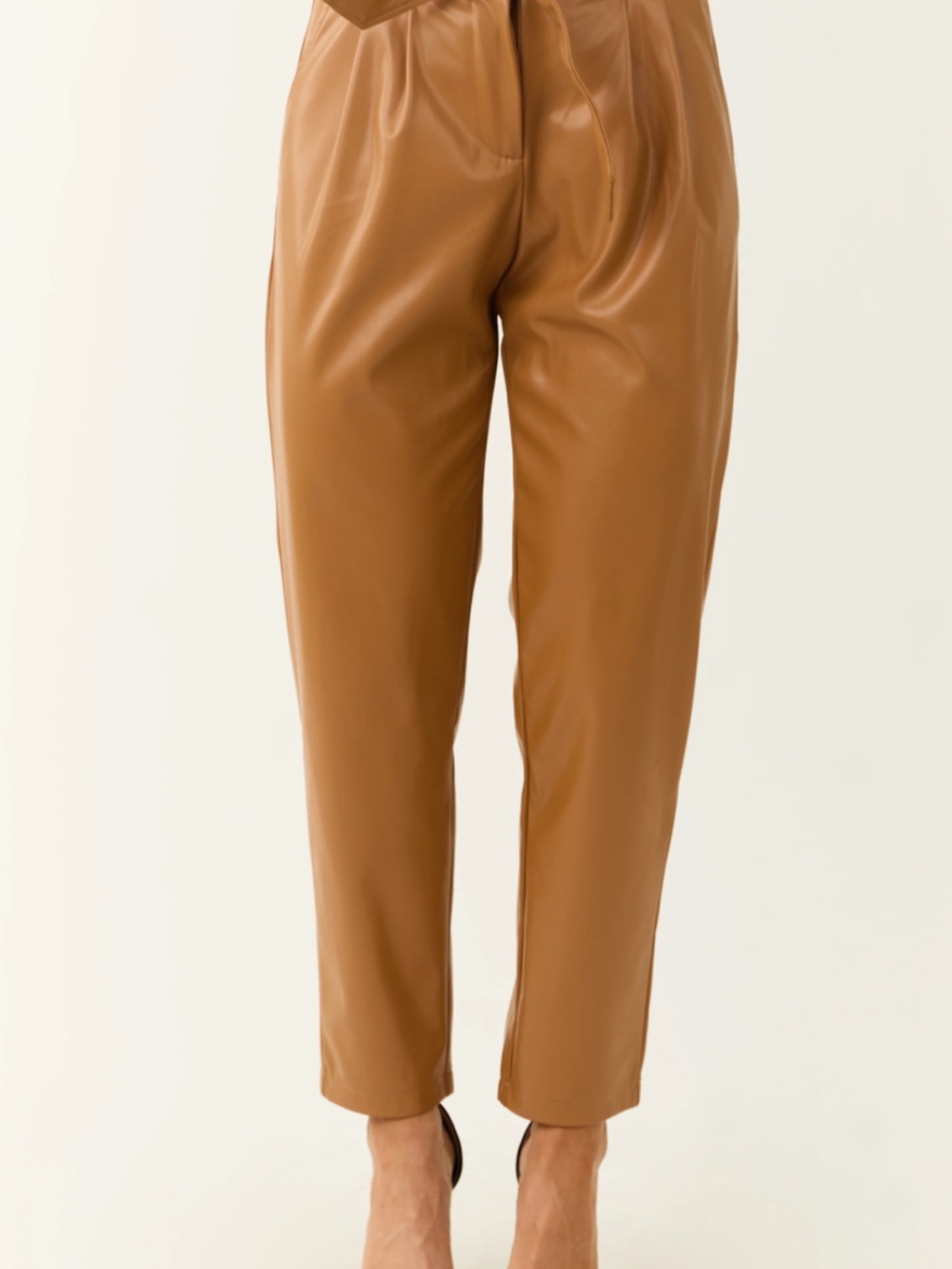 Amanda Uprichard Caramel Faux-Leather Chinos